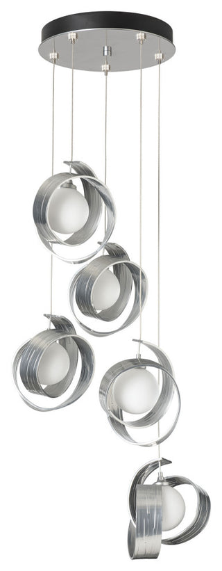 Riza 5-Light Pendant Sterling Opal Glass Standard