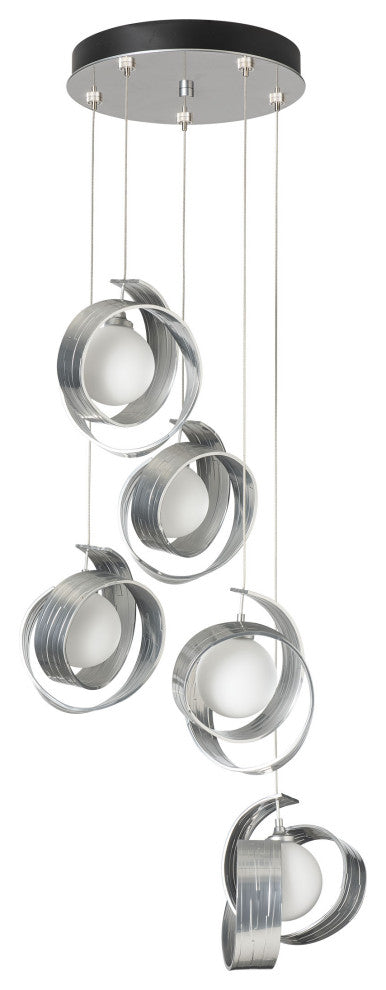 Riza 5-Light Pendant Sterling Opal Glass Standard