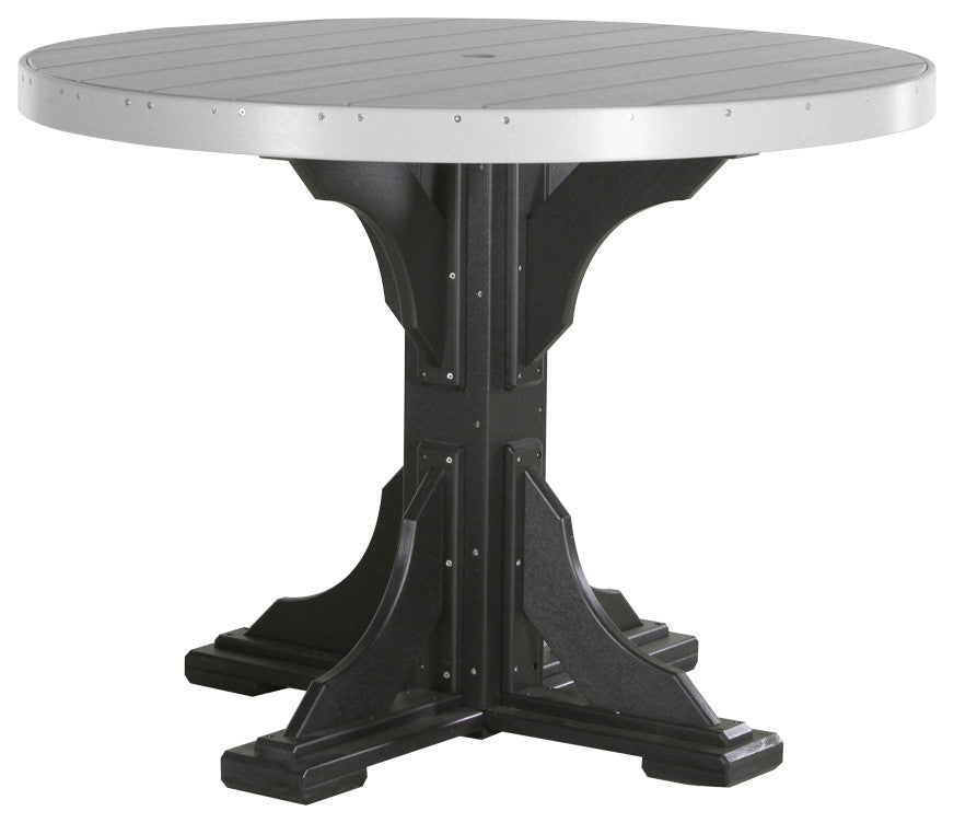 Poly Round Table, Dove Gray & Black, 4' X 4', Counter Height