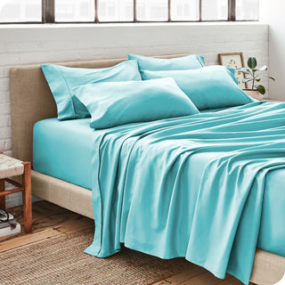 Bare Home 7-Piece Microfiber Sheet Set, Aqua, Split King