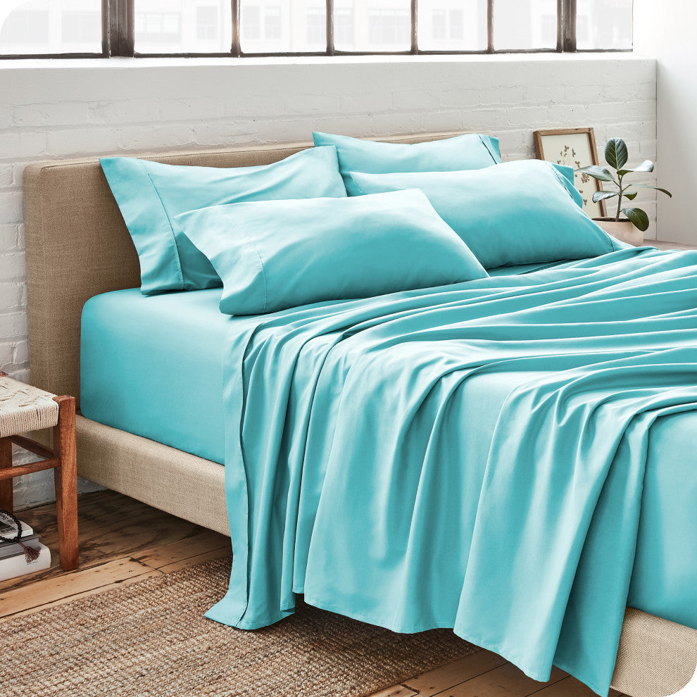 Bare Home 7-Piece Microfiber Sheet Set, Aqua, Split King