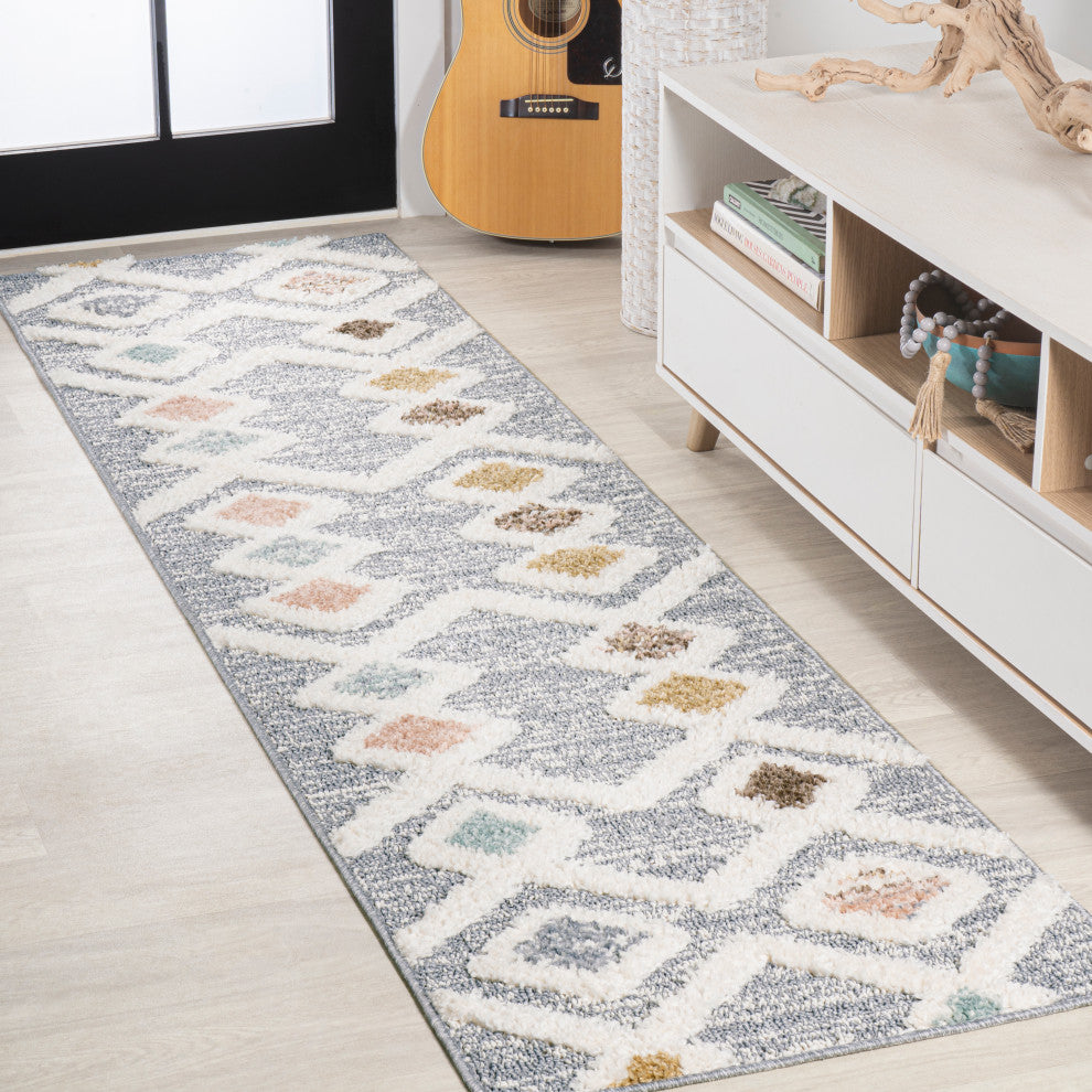 Monique Trellis High-Low Multi/Gray 2'x8' Runner Rug