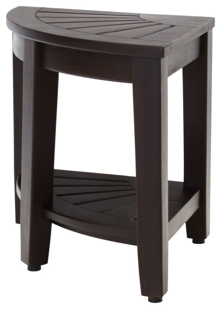 15.5" Kai™ Mocha-Shield Corner Teak Shower Bench with Shelf
