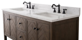 Landon Modern Herringbone Bathroom Vanity, 60", White Top