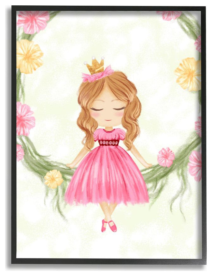 Glam Girly Princess with Crown Soft Pink Floral ,1pc, each 11 x 14