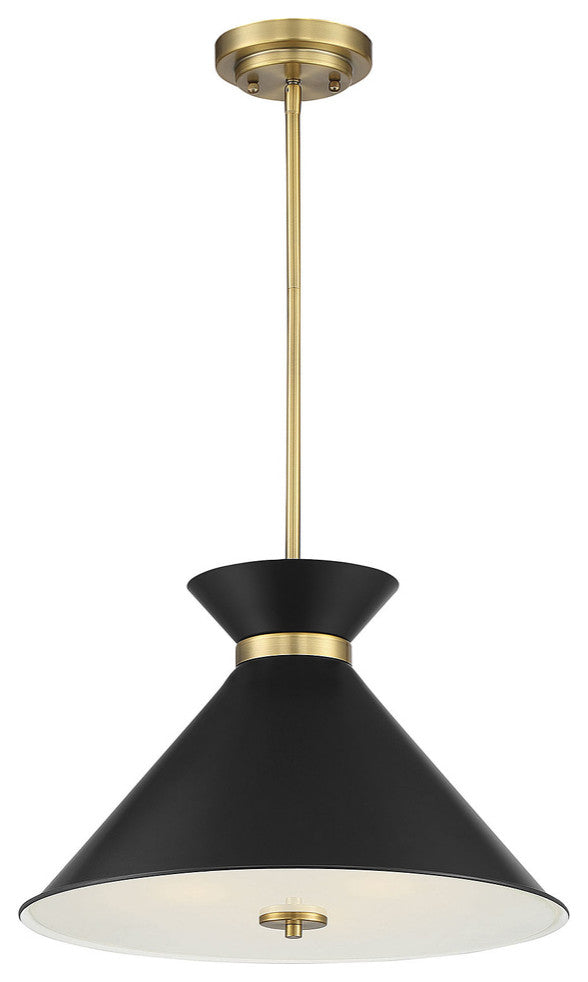 Savoy House Lamar 7-2416-3-143 Three Light Pendant, Black with Warm Brass