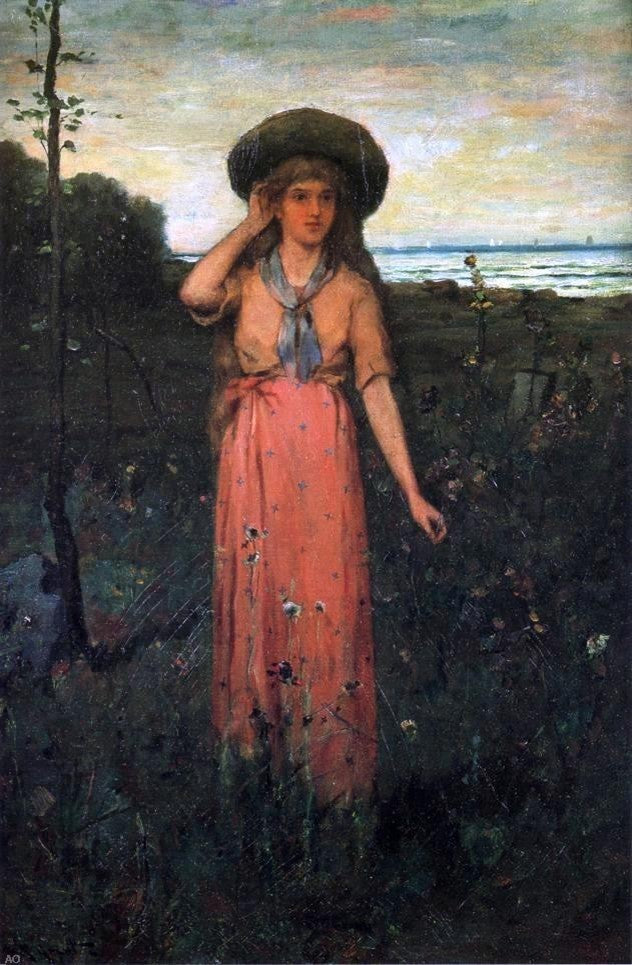 Abbott Fuller Graves Picking Flowers by the Sea Gallery Wrapped Canvas Print