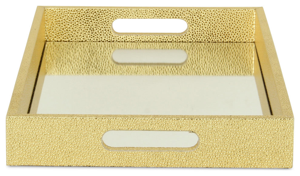 Labai Faux Shagreen, Mirrored Tray, Gold