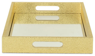 Labai Faux Shagreen, Mirrored Tray, Gold