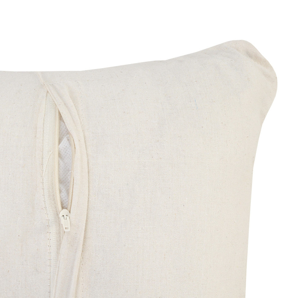 Ox Bay Handwoven White/Multi Geometric Cotton Blend Pillow Cover, 14"x36"