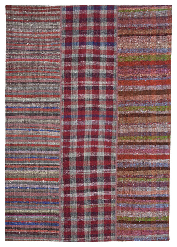 Rug N Carpet - Handmade Anatolian 6' 8'' x 9' 7'' Unique Patchwork Kilim Rug