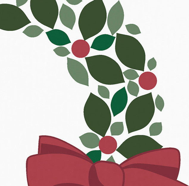 Holly Wreath, Floral Print Kitchen Towel, White, 18 x 30"