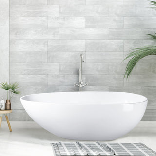 Vanity Art Solid Surface Resin Stone Freestanding Bathtub, Glossy White, 59 in. X 30 in.