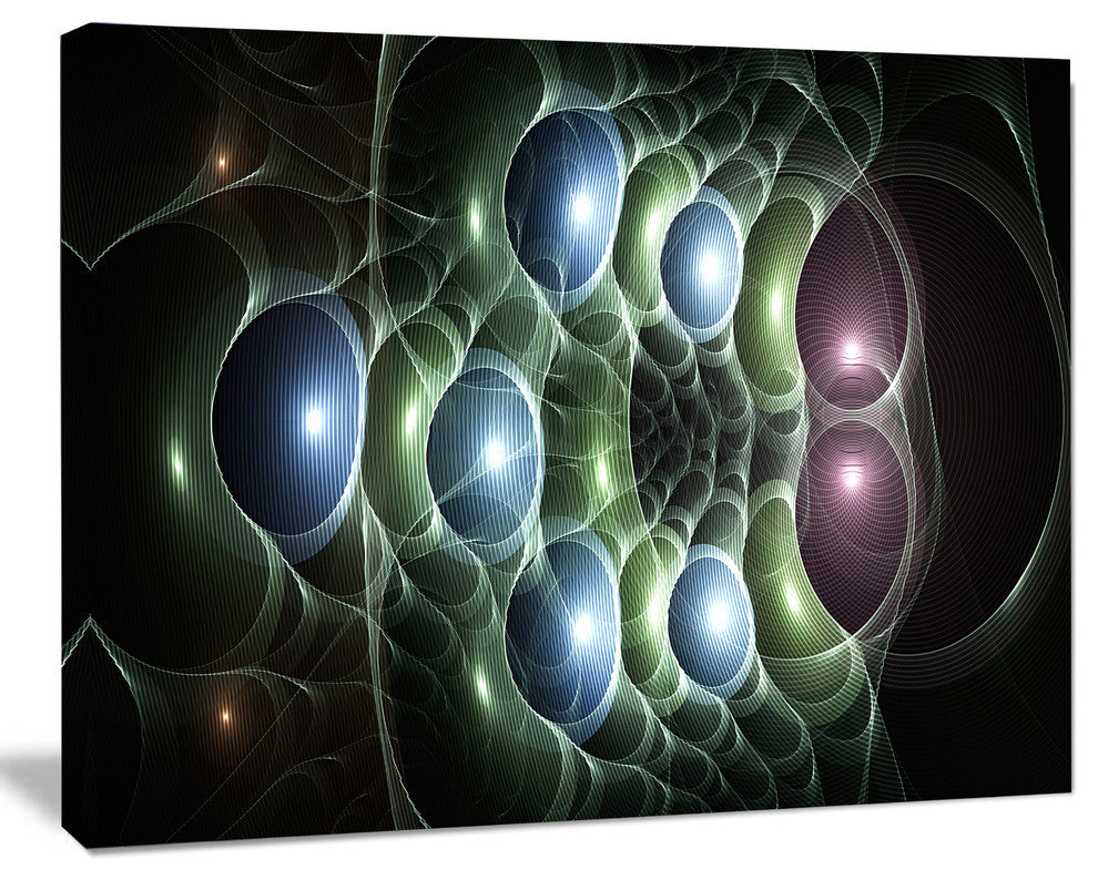 Light Blue 3D Surreal Circles, Abstract Art on Canvas, 40x30