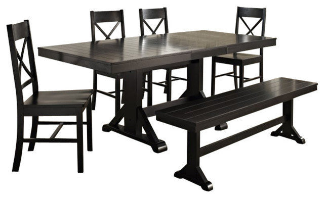 6-Piece Wood Dining Set - Antique Black