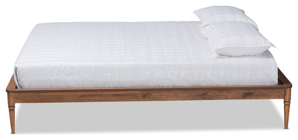 Starr Traditional Queen Size Bed Frame, Walnut Brown