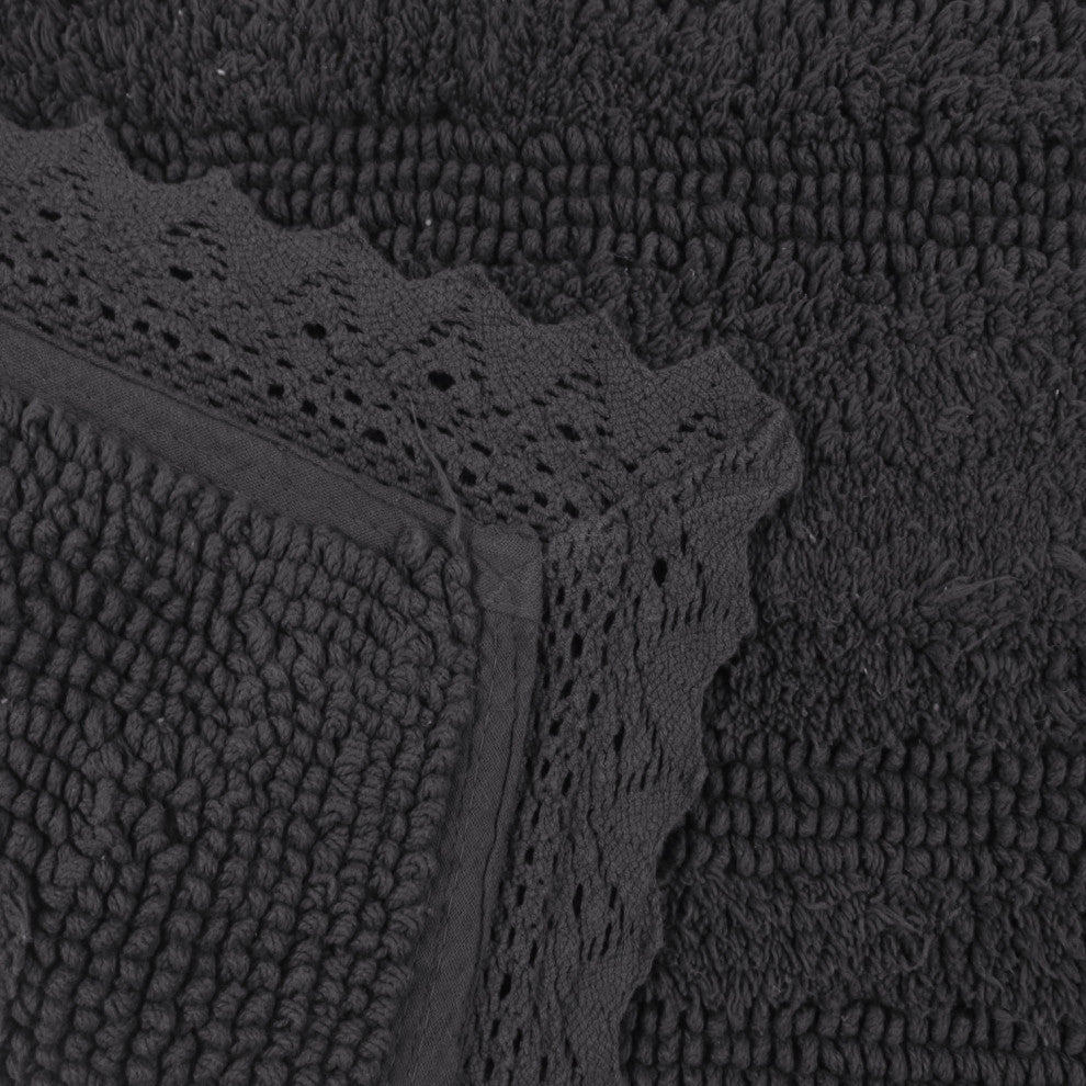 Opulent Reversible Bath Rug Set, Mat Non Slip, 17x24 Rectangle, Gray