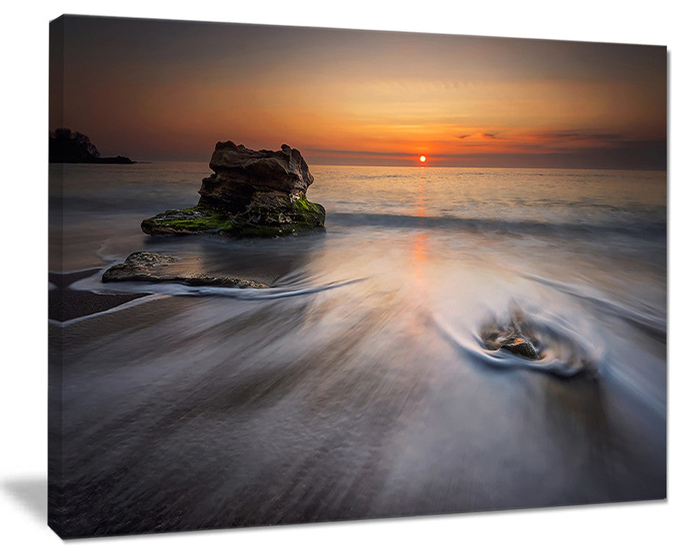 "Stormy Sea With Rushing White Waves" Beach Canvas Wall Art, 20"x12"