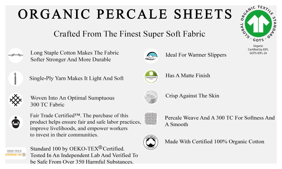 Organic Cotton Percale Flat Sheet, King