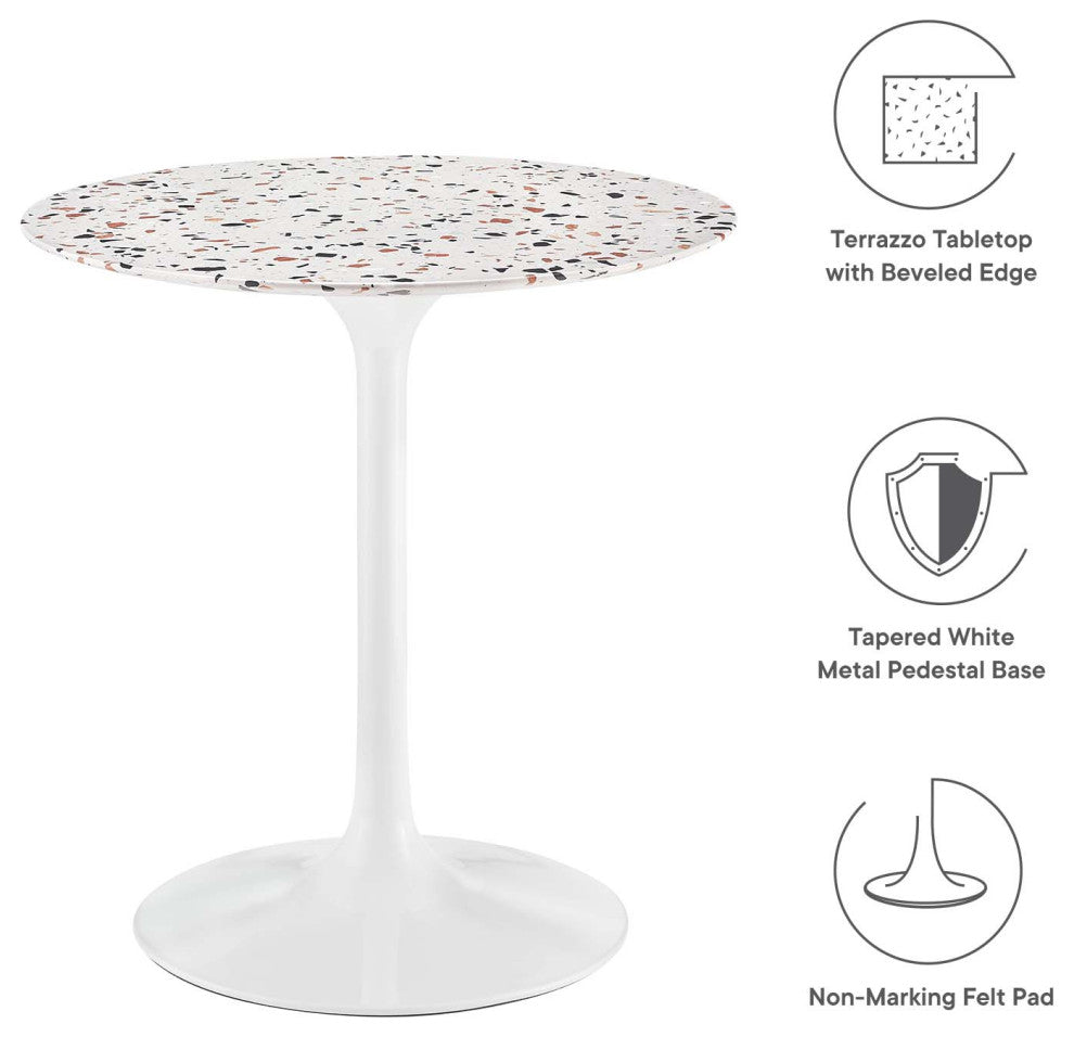 Lippa 28" Round Terrazzo Dining Table, White White