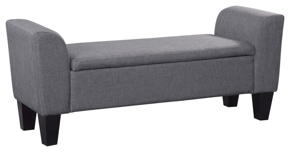 Claire Upholstered Flip Top Storage Bench by Grafton Home, Oscar Gunmetal Charcoal Grey