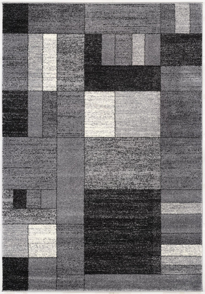 8"x11" Gray Distressed Geometric Area Rug