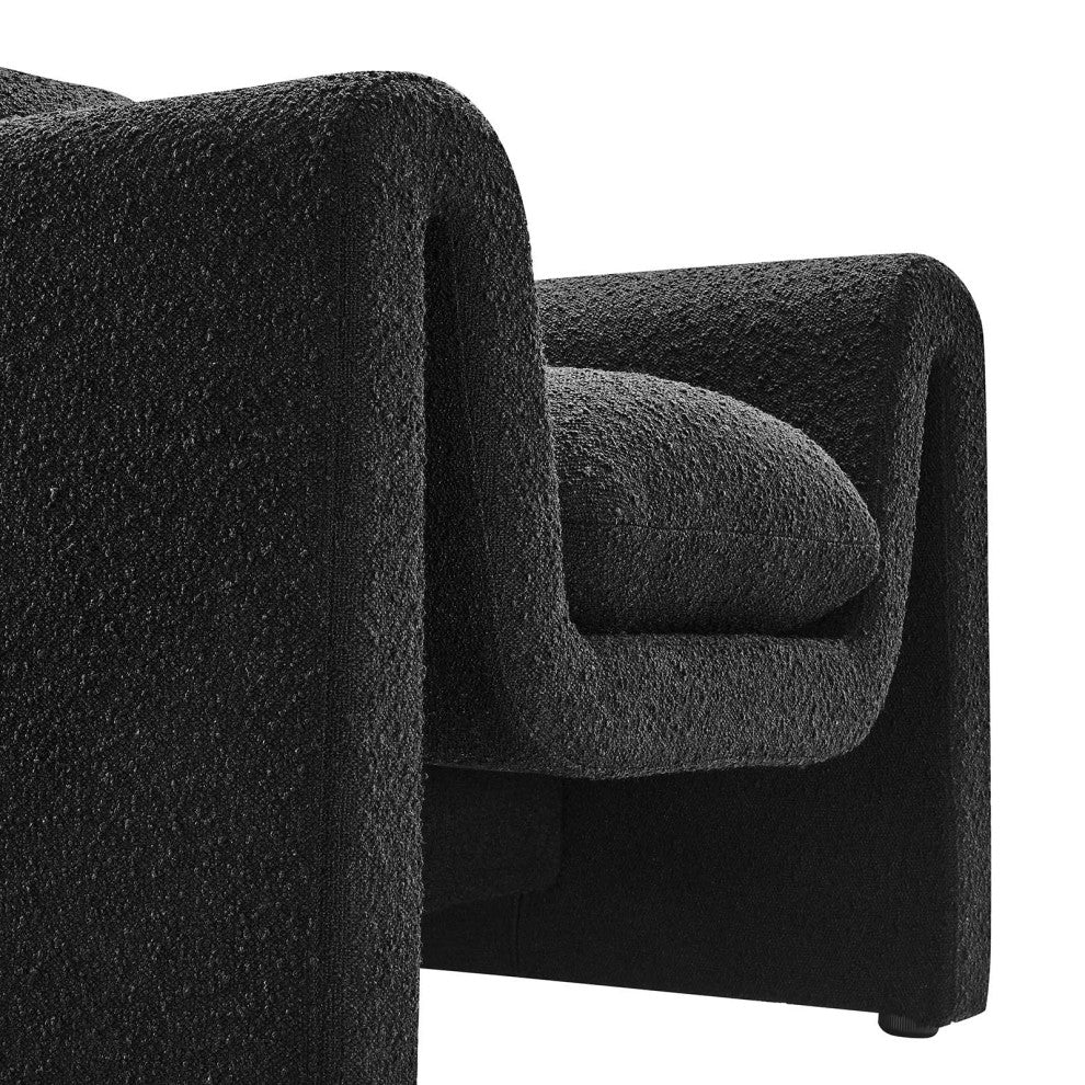 Waverly Boucle Upholstered Armchair - Black