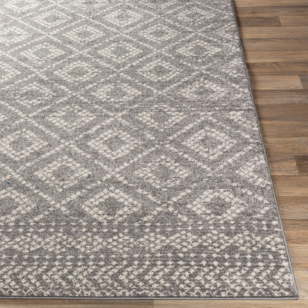 Surya Sunderland SUN-2302 5'3"x7'3" Rug, Medium Gray/Light Gray/White
