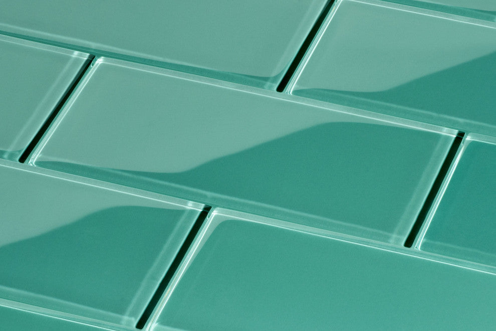 3"x6" Glass Subway Collection, Teal