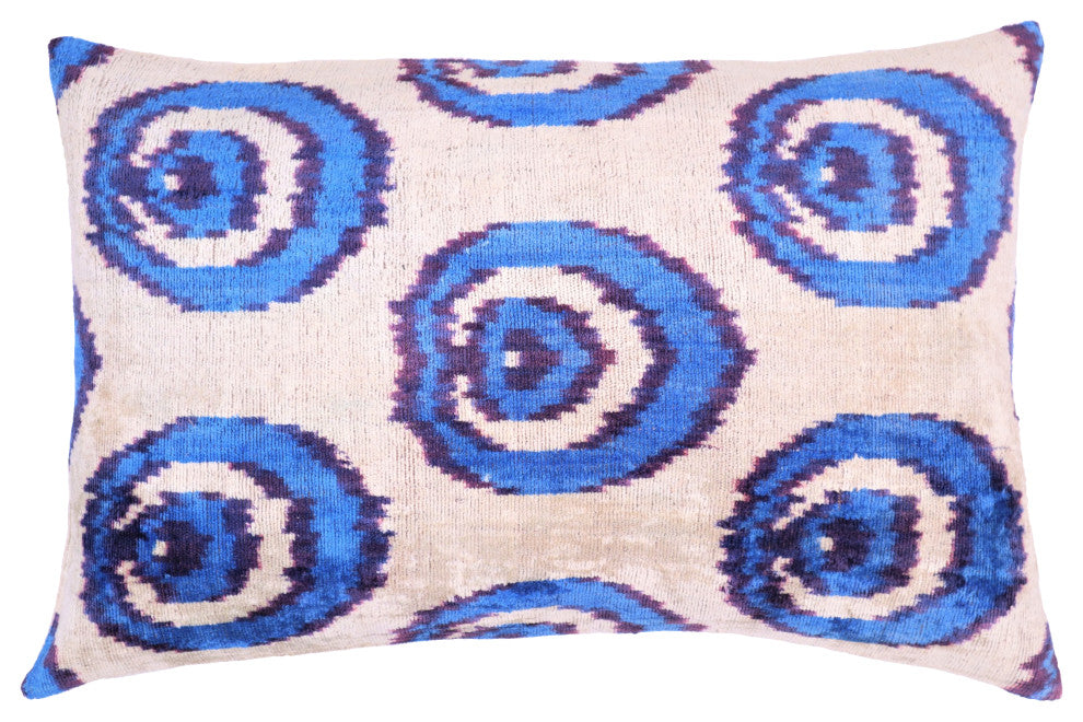 Canvello Habdmade Velvet Blue Throw Pillow with Down Insert - 16x24 in