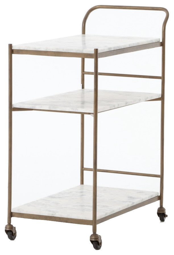Felix Rectangular Bar Cart-Antique Brass