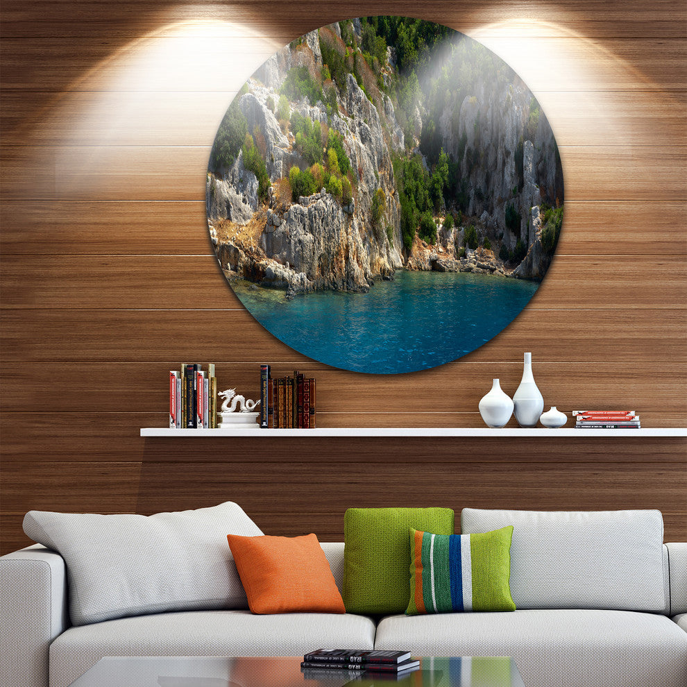 Beautiful Turkey Tropical Beach, Landscape Disc Metal Wall Art, 36"