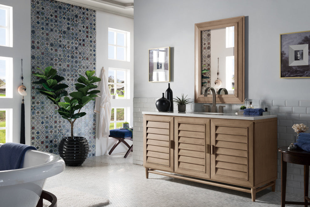 James Martin 620-V60S-WW-3AF Portland 60 Inch Vanity w/ Solid Surface Top