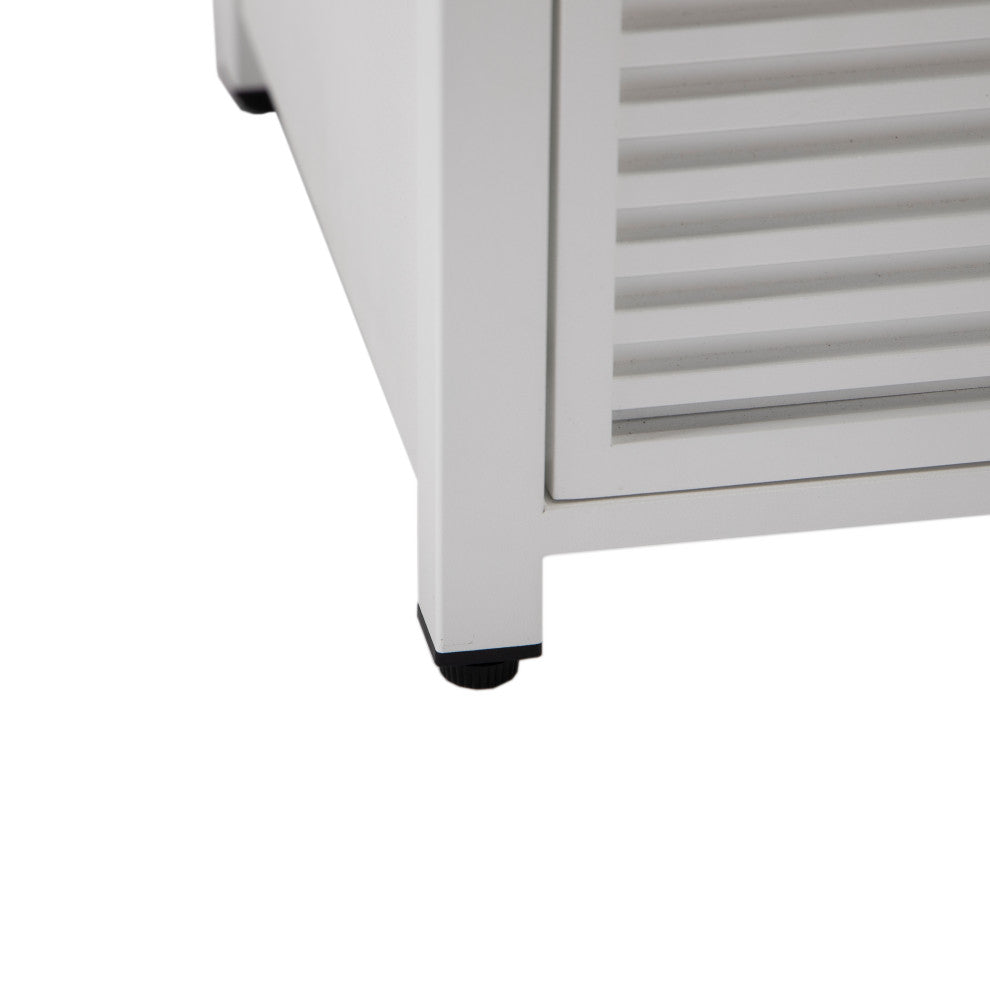 LeisureMod Walbrooke Square Fire Pit Table and Tank Holder With Slats, White