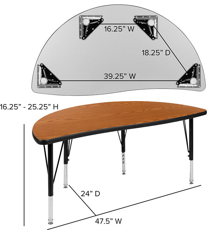 47.5" Circle Wave Activity Table Set with 12" Student Stack Chairs, Oak