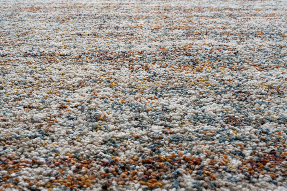Granada Ezra Ivory, Blue, Orange, and Rust Olefin Shag Area Rug