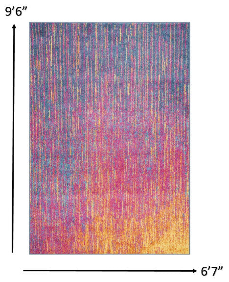 7' X 10' Blue And Pink Abstract Power Loom Area Rug
