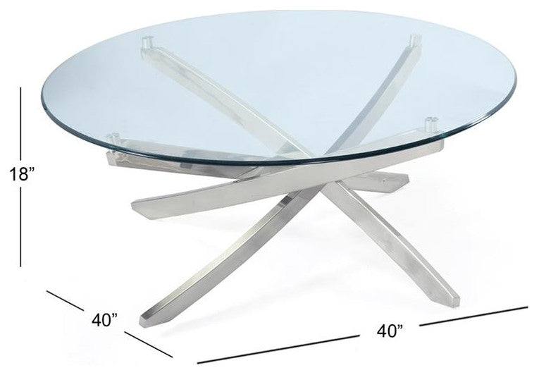Zila Round Cocktail Table, Brushed Nickel