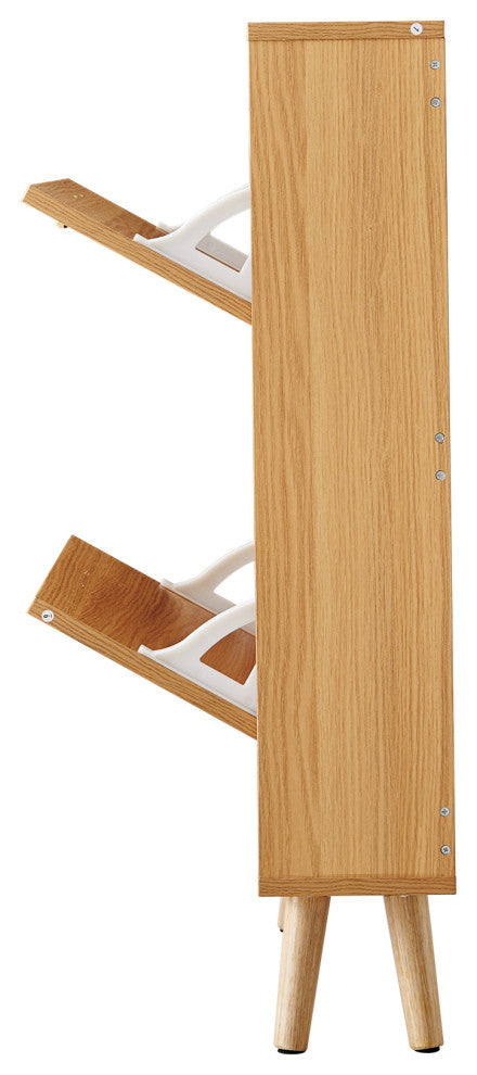 VEVOR Shoe Cabinet with 2 Flip Drawers Rattan Shoe Storage Cabinet for Entryway