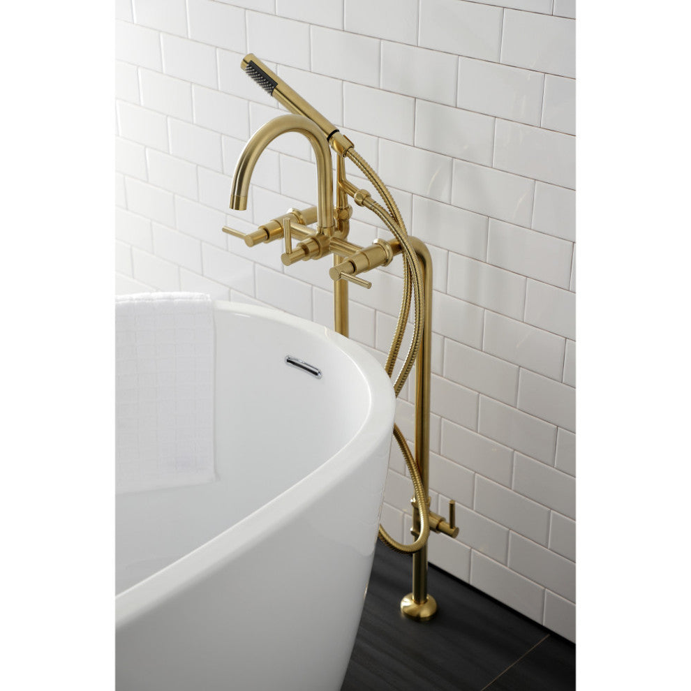 CCK8107DL Freestanding Tub Faucet With Supply Line, Stop Valve, Brushed Brass