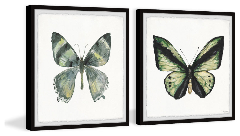 Lovely Green Butterflies Diptych, 36"x18"