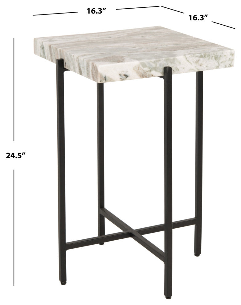 Safavieh Tenzin Stone Top Accent Table, Multi Grey/Black