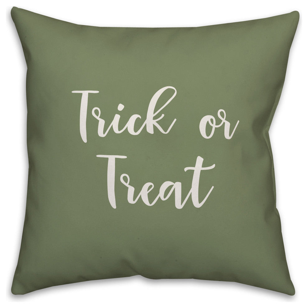 Trick Or Treat in Green 18x18 Throw Pillow