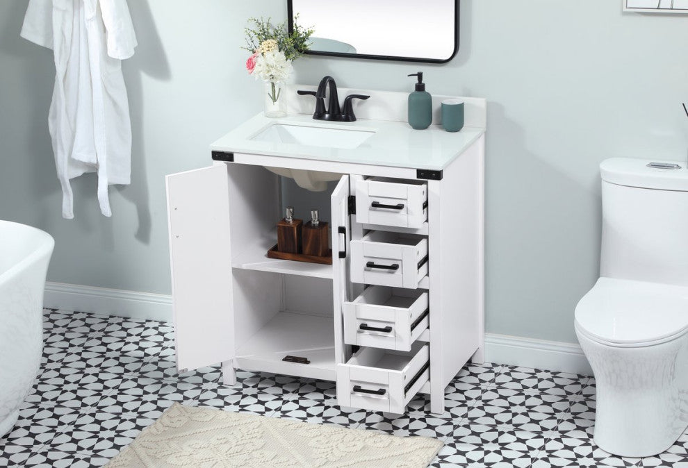Home Living 19" Farmhouse White-Light Bathroom Vanity