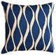 Contemporary Waves Midnight Blue Decorative Pillow Cover Handmade Wool 18x18"