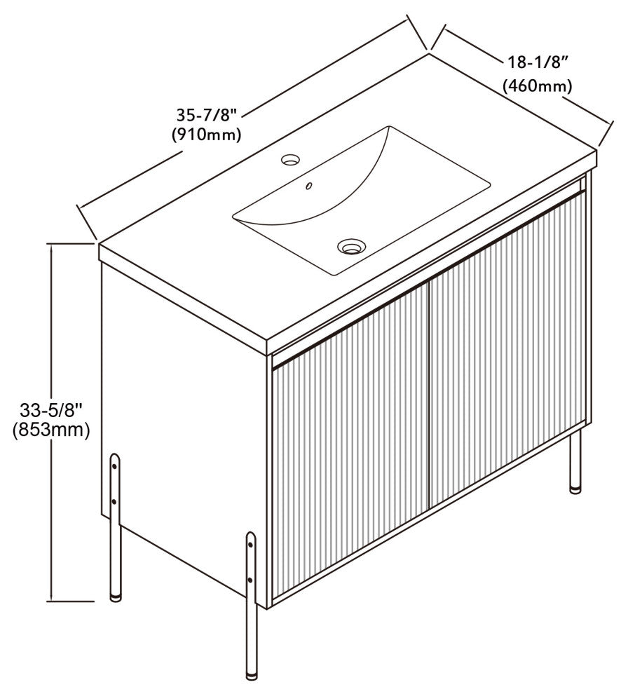 Flutie 36" Bathroom Vanity Set, Walnut