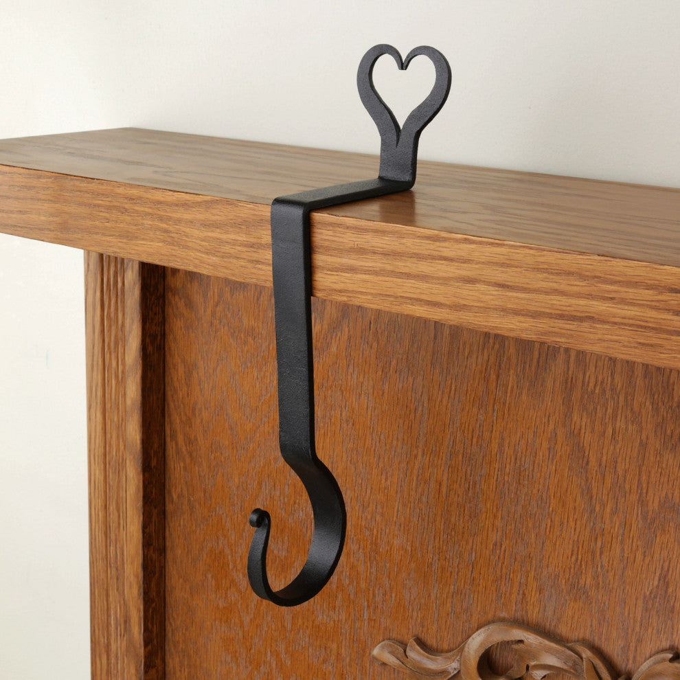 Christmas Stocking Holder Hanger 10" H Black Wrought Iron Decorative Heart