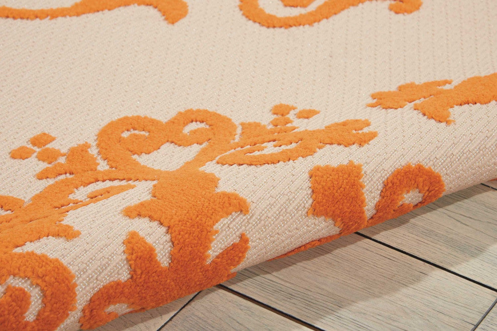 8 x 11 Orange Medallion Indoor Outdoor Area Rug