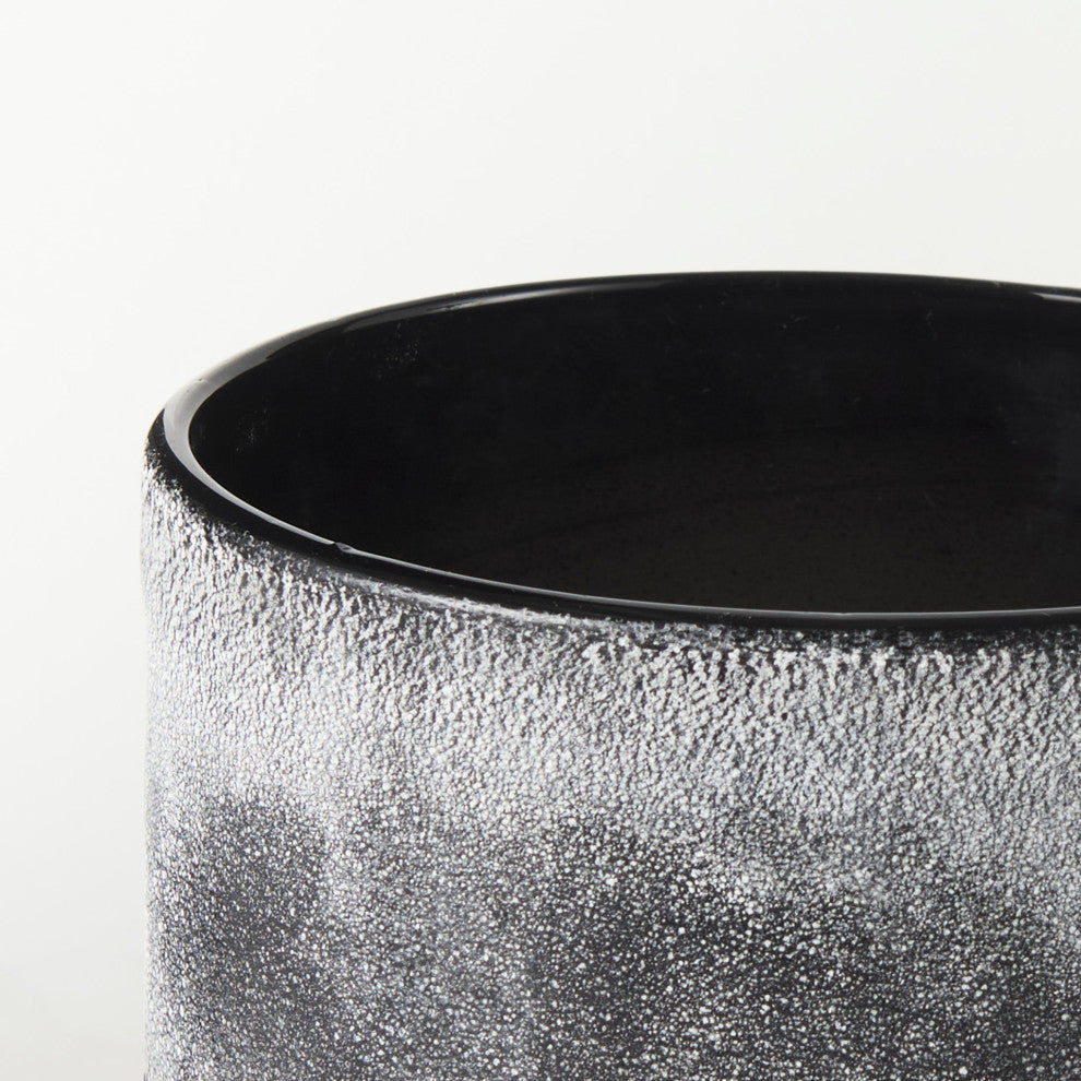 Squally 6.0Lx6.0Wx6.4H Black/Brown Ceramic Ombre Textured Small Vase
