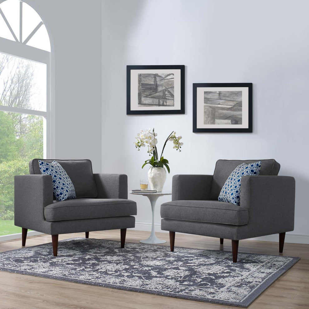 Agile Upholstered Fabric Armchair Set of 2 - Gray